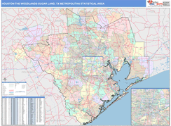 Houston-The Woodlands-Sugar Land Metro Area Digital Map Color Cast Style